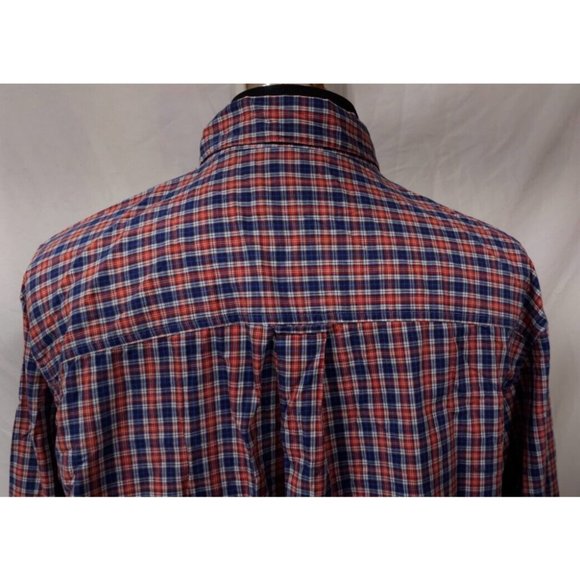 Chaps Easy Care EST 1978 Mens XXL Red Blue Plaid Long Sleeve Button Up Shirt - Picture 9 of 12